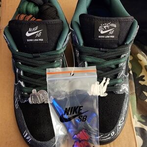 Nike SB Dunk Low Pro Black and Green Sneakers